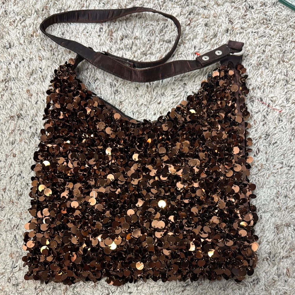 Vintage copper sequins y2k hobo purse bag